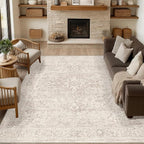 Fmfunctex 8x10 Washable Area Rug Beige Vintage Neutral Distressed Oriental by Fmfunctex