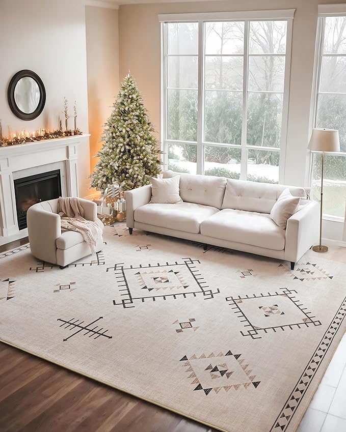 ILANGO Area Rug 5'x7' for Living Room Bedroom Washable Moroccan Boho Rugs for by ILANGO