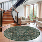 6ft Round Area Rugs for Living Room, Washable Floral Circle Rug Non Slip Low - Image 4