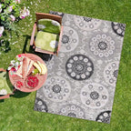 CAMILSON Indoor Outdoor Rug 10x14 Bohemian Medallion Floral Area Rugs - Image 3