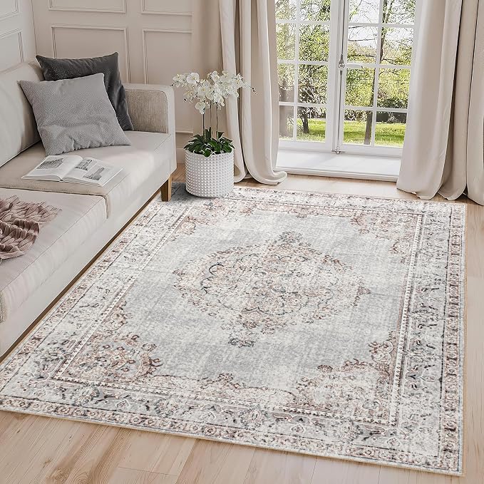 Easy-Going Large Area Rug 8x10 Washable Boho Rugs by Easy-Going