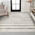 JONATHAN Y Williamsburg Minimalist Stripe Cream/Black Indoor Area Rug, by JONATHANY