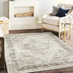 Area Rug 5'x7' Washable Rug Floral Khaki Traditional Floor Cover Thin Retro by CHAMPLANT