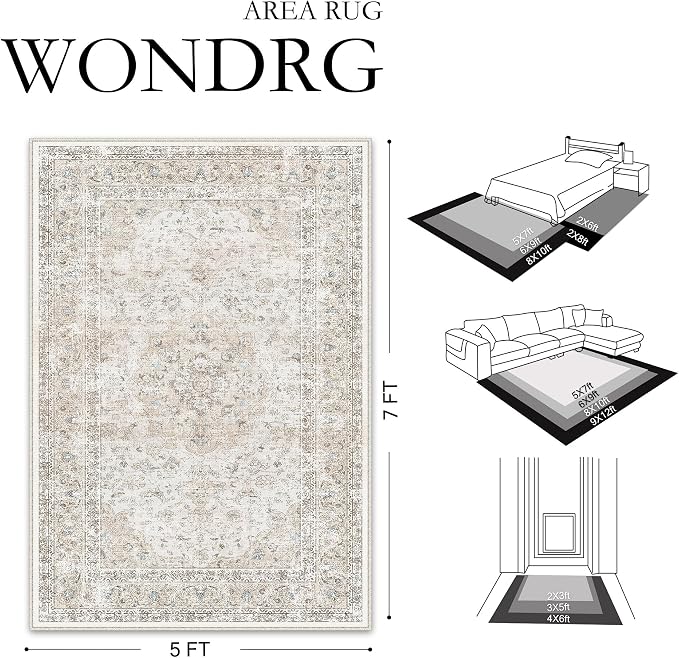 10x12 Washable Vintage Area Rug - Image 2
