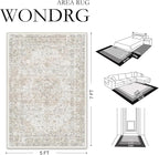 3x4 Washable Vintage Area Rug for Living Room Bedroom Beige Grey Soft - Image 2