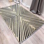 Alfa Rich 3x5 Geometric Beige Black Washable Area Rugs by AlfaRichRugs