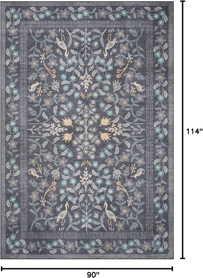 Loloi Rifle Paper Co. Maison Collection MAO-01 Nightingale Black 7'-6" x 9'-6" - Image 2
