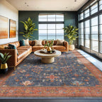Navy Blue Area Rugs 9x12 Living Room, Dining Room Rugs - Image 8
