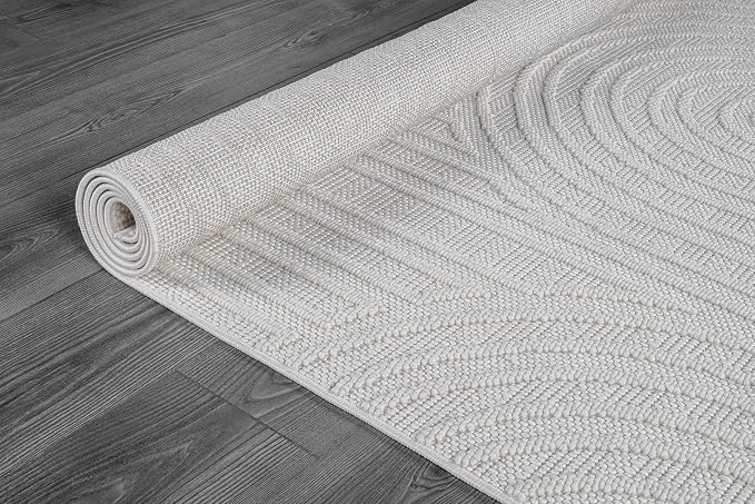Beverly Rug Micro Loop Area Rug White 6x9 Modern Luxury Soft Circle Geometric - Image 9