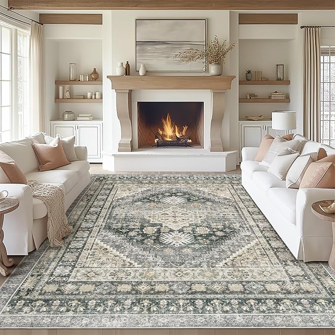 zesthome 8x10 Area Rugs for Living Room, Non-Slip Backing Washable Rugs by Zesthome