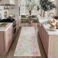 Floral Runner Rug 2x8 Washable Hallway Pink Bedroom Non Slip Cute Long Kitchen by PureCozy