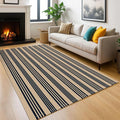 KOZYFLY Striped Outdoor Rug 5x7 Ft Area Rug Brown and Black Washable Indoor by KOZYFLY