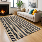 KOZYFLY Striped Outdoor Rug 5x7 Ft Area Rug Brown and Black Washable Indoor by KOZYFLY