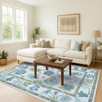 Fame Living Green Oushak Rug, Vintage Turkish Eclectic Floral Pastel Large - Image 9