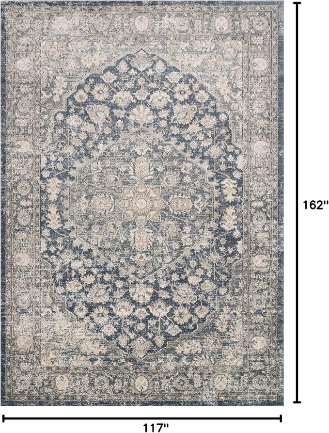 Loloi Teagan Collection TEA-01 Denim/Mist 9'-9" x 13'-6" Area Rug, Soft Neutral - Image 2