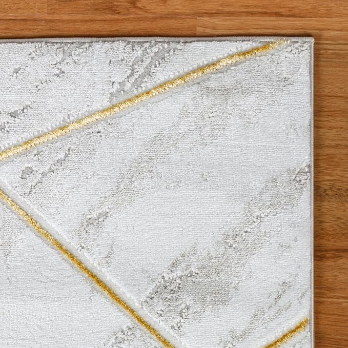 GLORY RUGS Area Rugs Marble 5x7 Cream Gold Carpet Modern Abstract Rug Living - Image 3