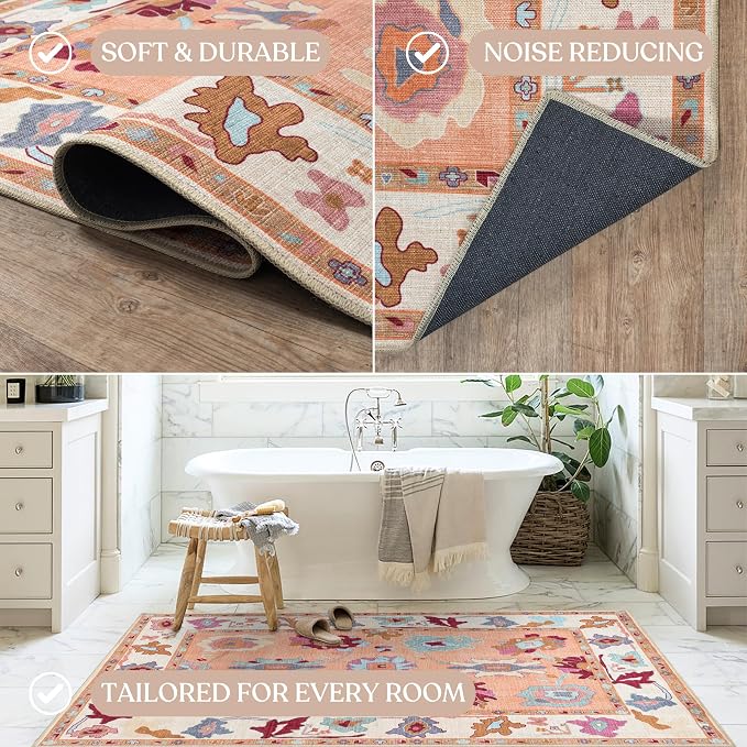 Fame Living Orange Oushak Rug, Large Area Rugs - Image 5