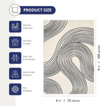 Abani Nuevo Beige Black Swirls Modern Area Rug 6' x 9' - Image 2