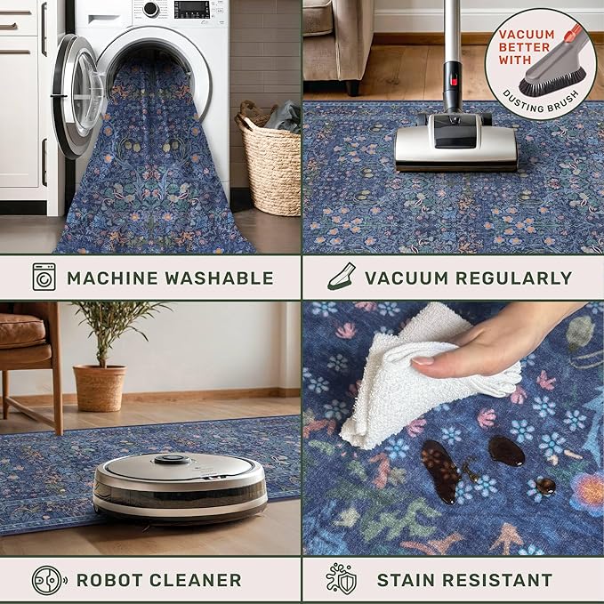 Vintage Dark Blue 4x6 Area Rugs - Image 4