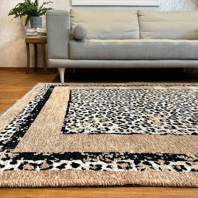 Alfa Rich 3x5 Leopard Beige Black Washable Area Rugs - Image 4