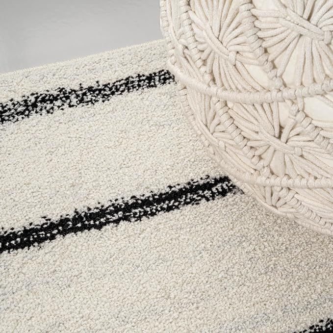 JONATHAN Y Williamsburg Minimalist Stripe Cream/Black Indoor Area Rug, - Image 4