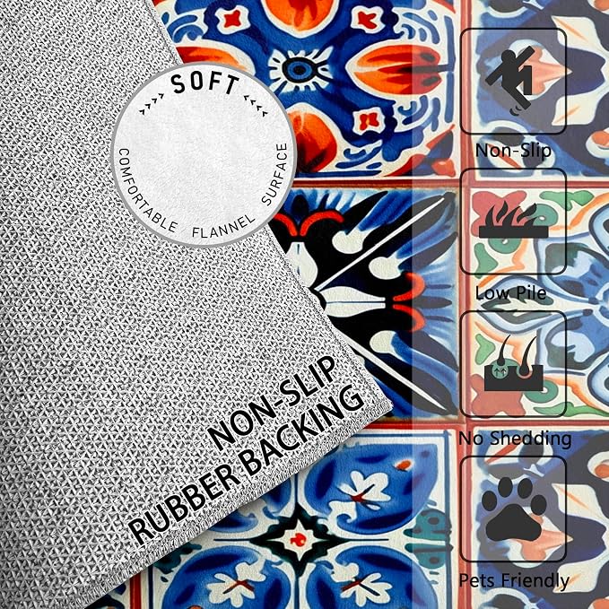 Moroccan Trellis Rugs 8x10 -Moroccan Tile Rug, 6x8 ft, Colorful Trellis - Image 5