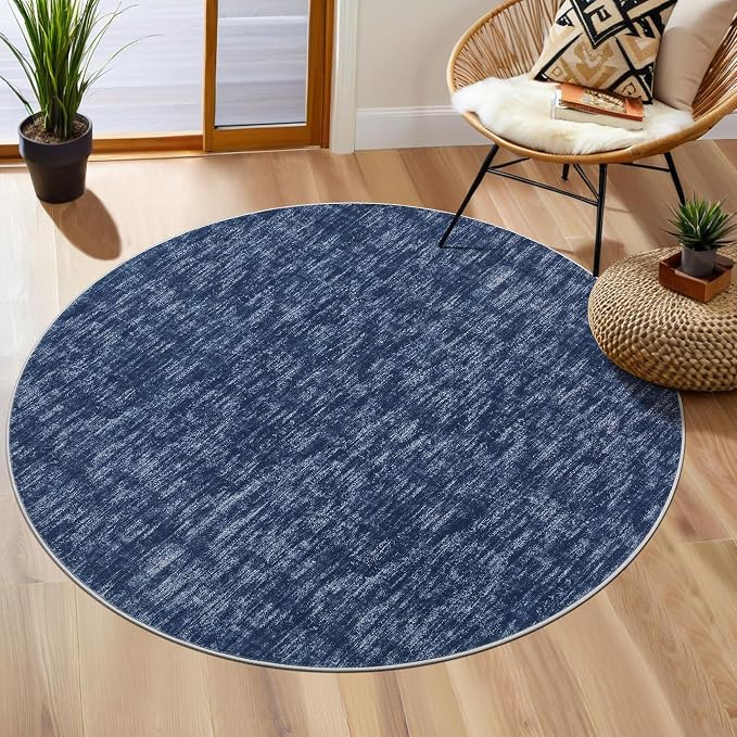 RUGSREAL 3ft Round Solid Area Rug Entryway 3ft Circle Rug Machine Washablr by RUGSREAL