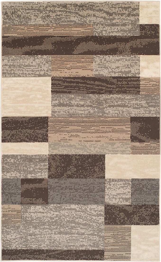 SUPERIOR Indoor Area Rug, Jute Backed, Modern Geometric Patchwork Floor Decor - Image 3