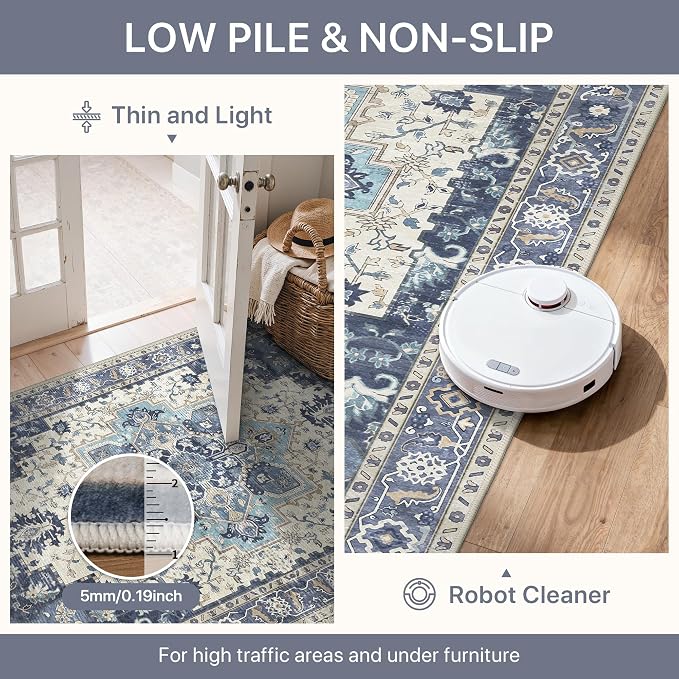 8x10 Area Rugs for Living Room, Machine Washable Non Slip Vintage Rugs - Image 7