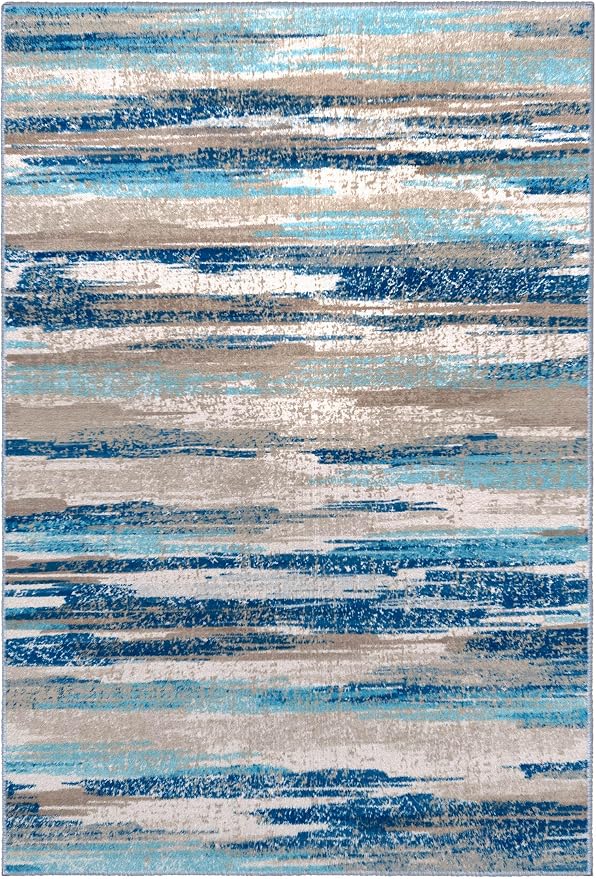Modern Abstract 5x7 Machine Washable Area Rug Non-Slip Soft Bedroom Living Romm - Image 9