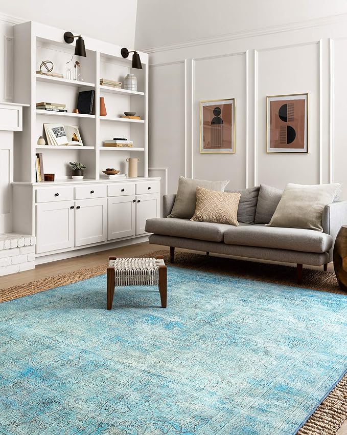 Loloi Loren Collection LQ-08 Aqua 8'-4" x 11'-6" Area Rug - Image 2