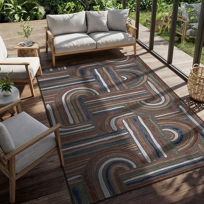 CAMILSON Indoor Outdoor Rug, Easy-Cleaning Non-Shedding Living Room, Garden and - Image 6