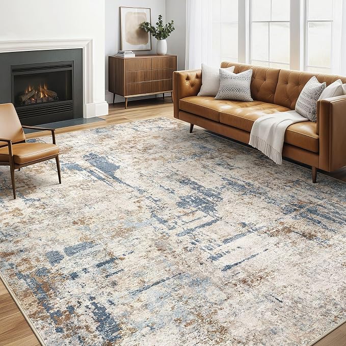 5x8 Area Rug Washable Rugs: Living Room Large Abstract Modern Soft Stain by LOONGRUG