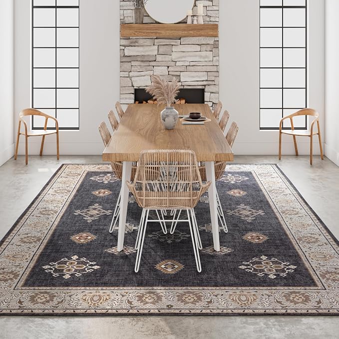 ILANGO Washable Area Rugs 5x7 for Living Room Vintage Area Rugs Non Slip Boho - Image 2