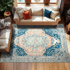 YJ.GWL Area Rugs for Living Room 8x10 Machine Washable Rugs, Non Slip Floral - Image 3
