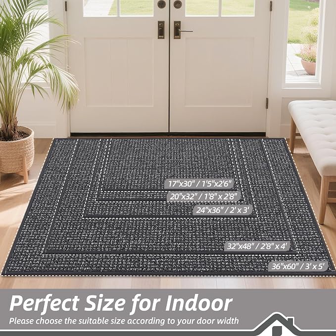 BEQHAUSE Dirt Trapper Door Mat 32" x 48", Non-Slip Washable Doormats Entrance - Image 2