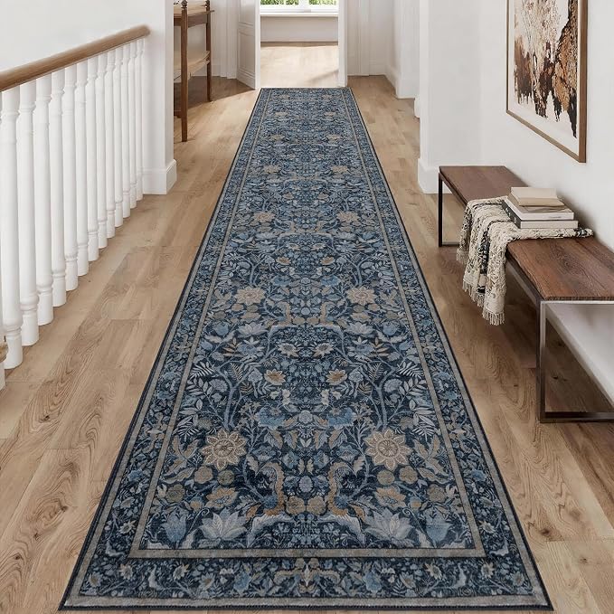 Washable Runner Rug 2x12: Vintage Boho Floral Carpet Runners by Ruicharm