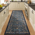 DUKINO 2.6x8 Runner Rug for Hallway, Washable Vintage Floral Kitchen Rug by DUKINO
