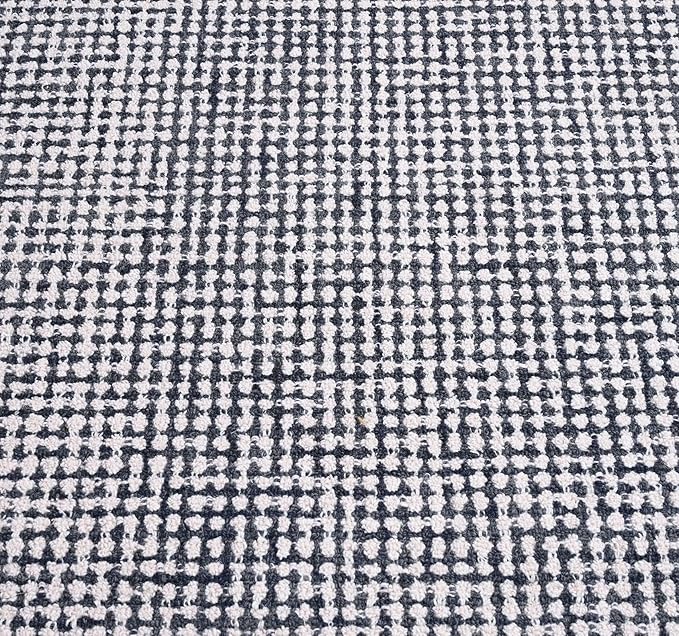 Hand-Tufted 100% Wool Pile Area Rug – Geometric Textured Grid Check Pattern – - Image 8
