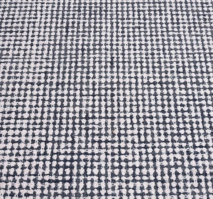 Hand-Tufted 100% Wool Pile Area Rug – Geometric Textured Grid Check Pattern – - Image 6