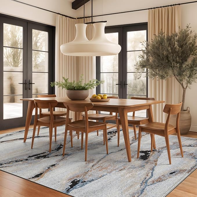 Rugshop Contemporary Gray Striated Area Rug Durable, Kid & Pet Friendly 7' 10" - Image 6