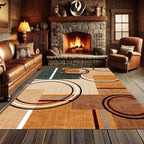 Modern Wavy Circles Area Rug 3x4ft, Geometric Design Low Pile Carpet, Soft & - Image 2