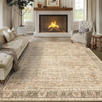 5x7 Beige Washable Rug for Living Room Large Vintage Distressed Bedroom Rug Low - Image 8