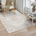 3x4 Washable Vintage Area Rug for Living Room Bedroom Beige Grey Soft by WondRg
