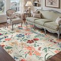 Beige Area Rug 4x6 Office Floral Indoor Door Mat Washable Boho Kitchen Living by PureCozy