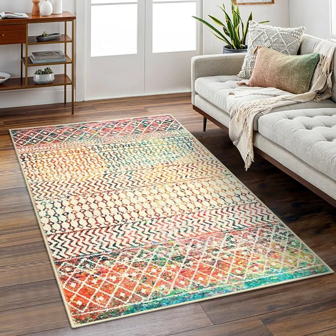 4x6 Rug for Living Room, Soft Non Slip Indoor Front Door Mat, Low-Pile Machine by Nailttos