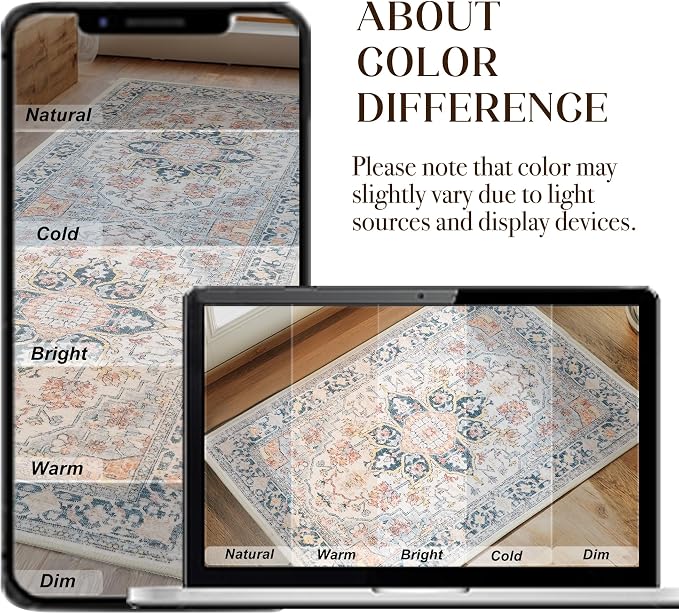 XWZO Entryway Area Rug 2x3ft — Soft Vintage Low Pile Non-Slip Door Floor Mat - Image 7