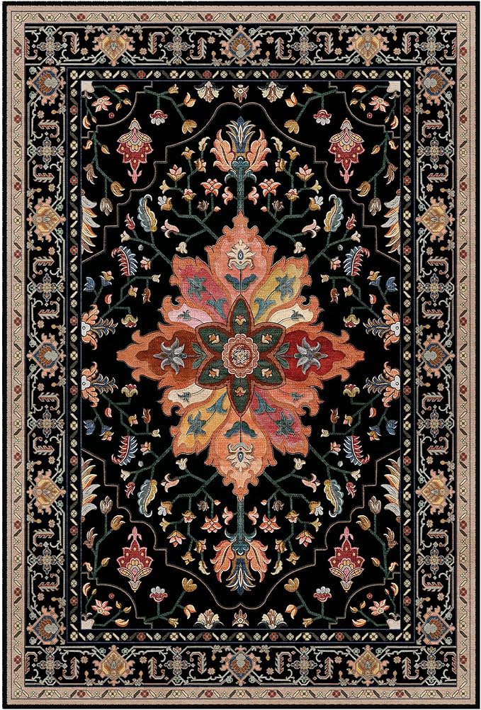 Area Rugs 2'6''x14' Washable Non-Slip, Floral Vintage Distress Print Pattern - Image 8