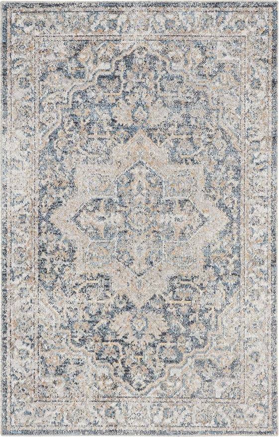 Nourison Home Astra Machine Washable Traditional Grey/Blue 2'2" x 4' Area Rug - Image 2