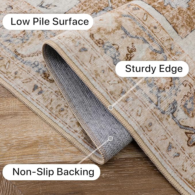 GENIMO 6x9 Area Rugs for Living Room, Non Slip Machine Washable Retro Rugs - Image 6